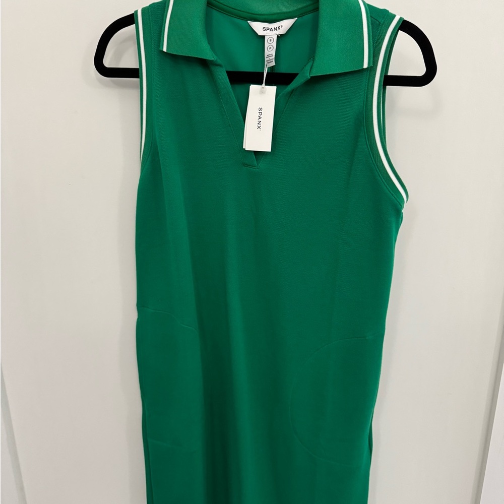 Spanx Green Airpique Sleeveless Polo Dress - NWT Small